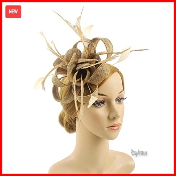 Handmade Derby Fascinator Hat with Feathers, Adjustable Headband & Clips main image 3